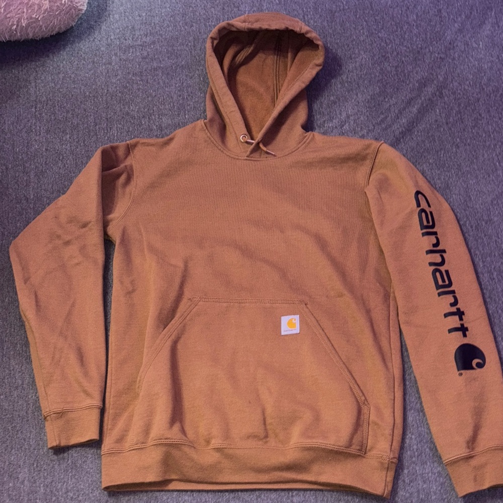 Carhartt Women’s Brown Hoodie with Logo Sleeve